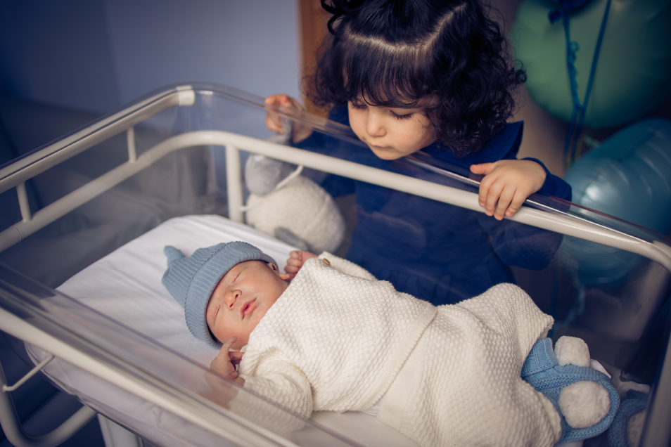 Blue Hat Baby Sibling