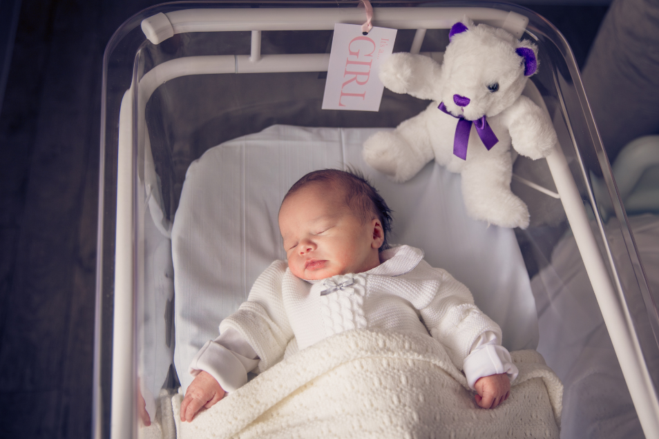 Baby Girl Sleeps In Bassinet
